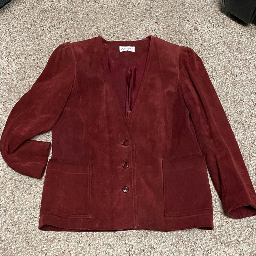 Vintage 70s leather Suede Button-Front Jacket - super heavy leather